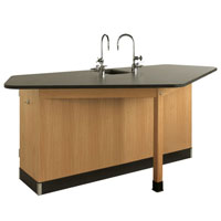 Back View of 4 Student Science Table and Lab Workstation