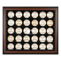Brown Framed 30-Ball Display Case with MLB Team Logo