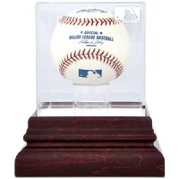Antique Mahogany Single Ball Display Case with MLB Team Logo