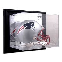 Black Framed Wall Mounted Helmet Display Case with NFL Team Logo