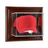 Brown Framed Wall Mounted Cap Display Case with NFL Team Logo