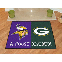 Minnesota Vikings - Green Bay Packers House Divided Mat - 34 x 45