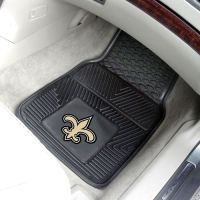 New Orleans Saints Heavy Duty 2-Piece Vinyl Car Mats - 18 x 27