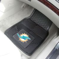 Miami Dolphins Heavy Duty 2-Piece Vinyl Car Mats - 18 x 27