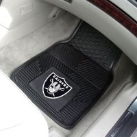 Oakland Raiders Heavy Duty 2-Piece Vinyl Car Mats - 18 x 27