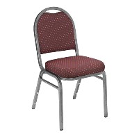 Burgundy Fabric with Pattern / Silver Frame