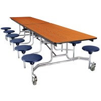 Rectangle Mobile Cafeteria Table with Stools