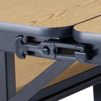 Built-in ganging devices secure tables in place.