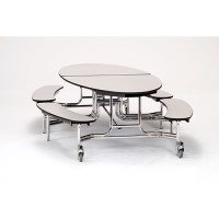 Fixed Bench Elliptical Mobile Cafeteria Table