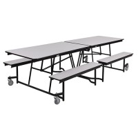 Fixed Bench Rectangle Mobile Cafeteria Table