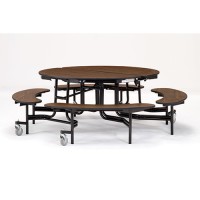 Fixed Bench Round Mobile Cafeteria Table