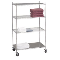 Linen Cart with 4 Wire Shelves