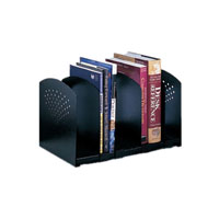 Adjustable Book Rack, 5 Sections, 15.5"W x 9"D x 9.25"H, Black Finish