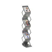 Ready-Set-Go! Folding Magazine Display Rack, Double Sided, 6 Total Pockets, 10"W x 13.25"D x 59.25"H