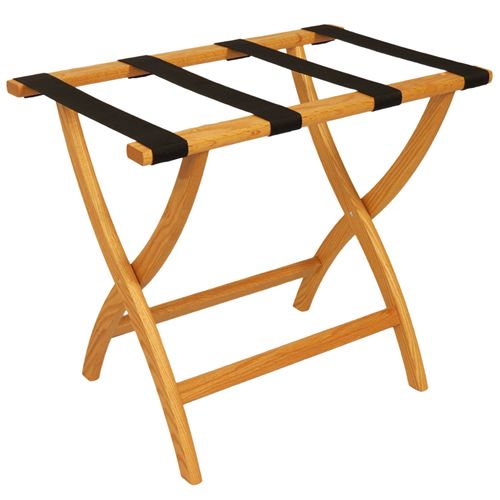 Deluxe Solid Oak Luggage Rack - Convex Legs