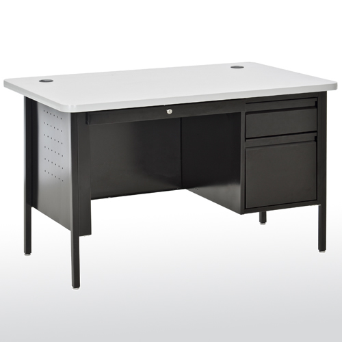SPR4830BGN Steel Teachers Desk Single Pedestal 48"W x 291/2"H x 30"D
