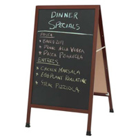 3H x 2W Wood Look Aluminum A-Frame Black Chalkboard