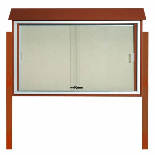 Park Ranger Series Sliding Door Bulletin Board with Mounting Posts