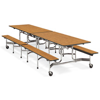 Mobile Bench-Seat Cafeteria Table