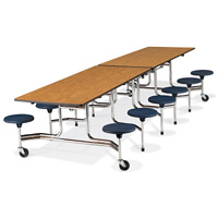 Mobile Stool-Seat Cafeteria Table