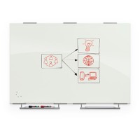 Visionary® Magnetic Glass Dry Erase Whiteboard with Exo Tray System