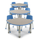3 Desks in a row Grey Nebula / Blueberry / Platinum.