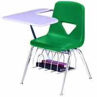 420 Series Tablet Arm Chair Desks with Bookbasket