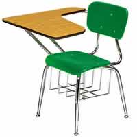 430 Series Tablet Arm Chair Desks with Bookbasket