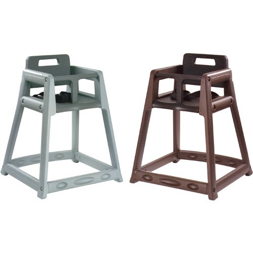 850CBRN Plastic High Chair with Casters Brown Frame and Black Seat
