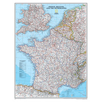France, Belgium and the Netherlands Wall Map