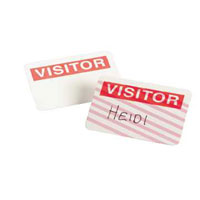 One-Day Visitor Badge, Red, 50 per Box