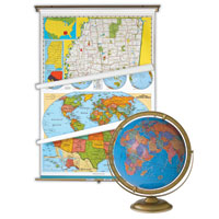 State/U.S./World Wall Map and Globe Classroom Packages