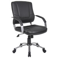 Mid Back Executive LeatherPlus Chair w/Pewter Finish