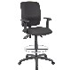 Multi-function Budget Drafting Stool in Black Crepe Fabric