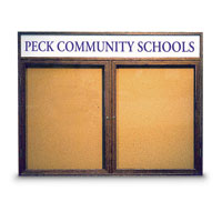 Indoor Wood Enclosed Corkboards with Header and Lighting