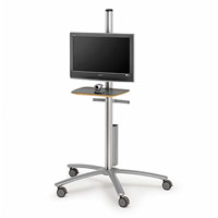 FPP72V200 K-Base Flat Panel Display Cart, 48"W x 28"D x 80"H, Aluminum Finish, 4" Casters, For 32" - 52" Monitors