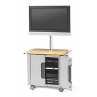 FPPC72V200 Flat Panel Cabinet Cart, 42"W x 34"D x 78"H, Aluminum Finish, 4" Casters, For 32" - 52" Monitors