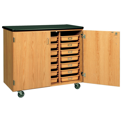 Diversified Woodcrafts Mobile Tote Tray Storage Cabinet