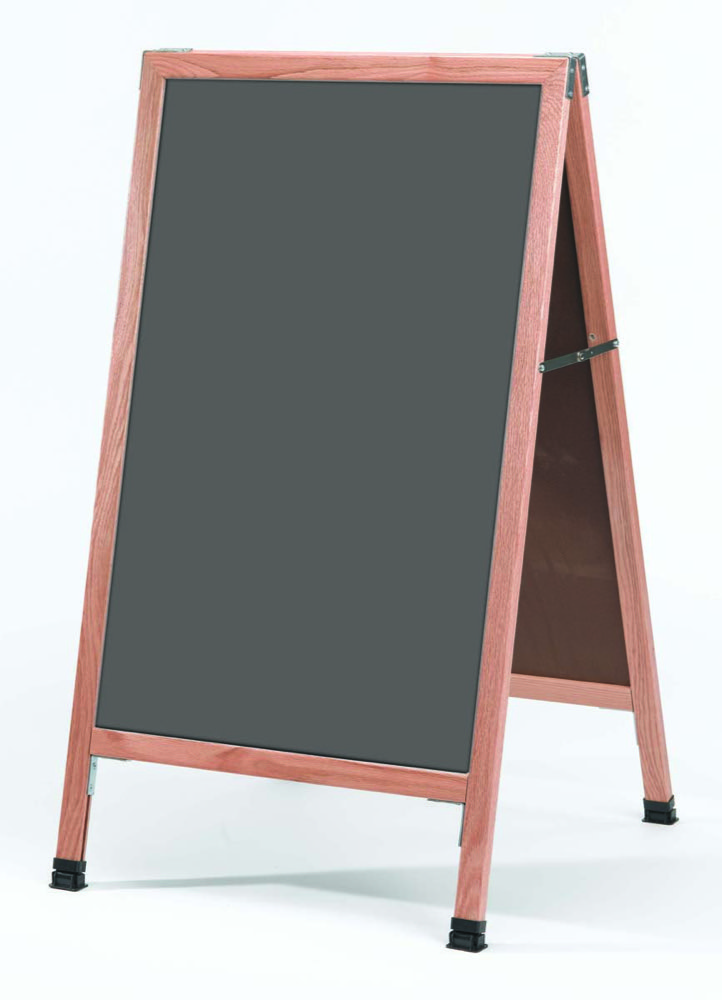 Aarco MA-1B 42 x 24 Cherry A-Frame Sign Board with Black Write On Chalk  Board