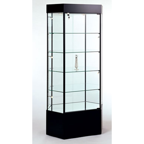 Black Hexagonal Tower Display Case With Light 75 x 36 - SSW