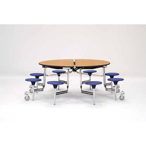 Round Mobile Cafeteria Table With, Round Lunchroom Tables