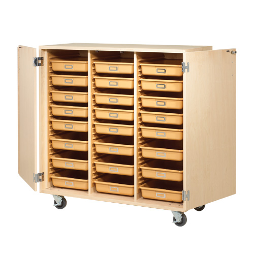 Mobile Tote Tray Storage Cabinet