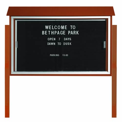 AARCO Changeable Letter Board Message Center with Wood Frame