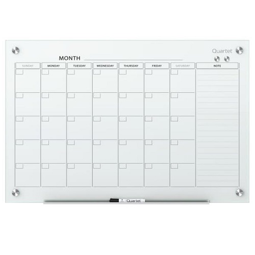2 x 1.5 Magnetic Whiteboard Calendar White Surface Infinity Frameless Glass Dry Erase White Board Planner 