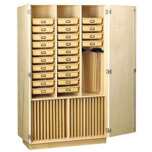 Tall Storage Cabinet with Shelves, Tote Trays & Doors - 48W x 22