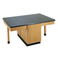 4 Student Science Table with Storage Cabinet