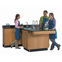 4 Student Science Lab Workstation with Side Table