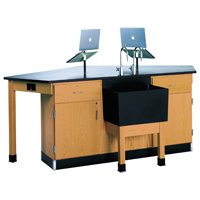 4 Student Science Lab Workstation with Assorted Fixtures
