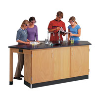 4 Student Science Lab Workstation with Assorted Fixtures