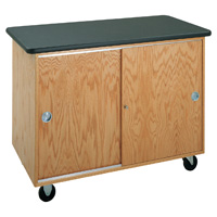 Mobile Lab Table with Locking Cabinet